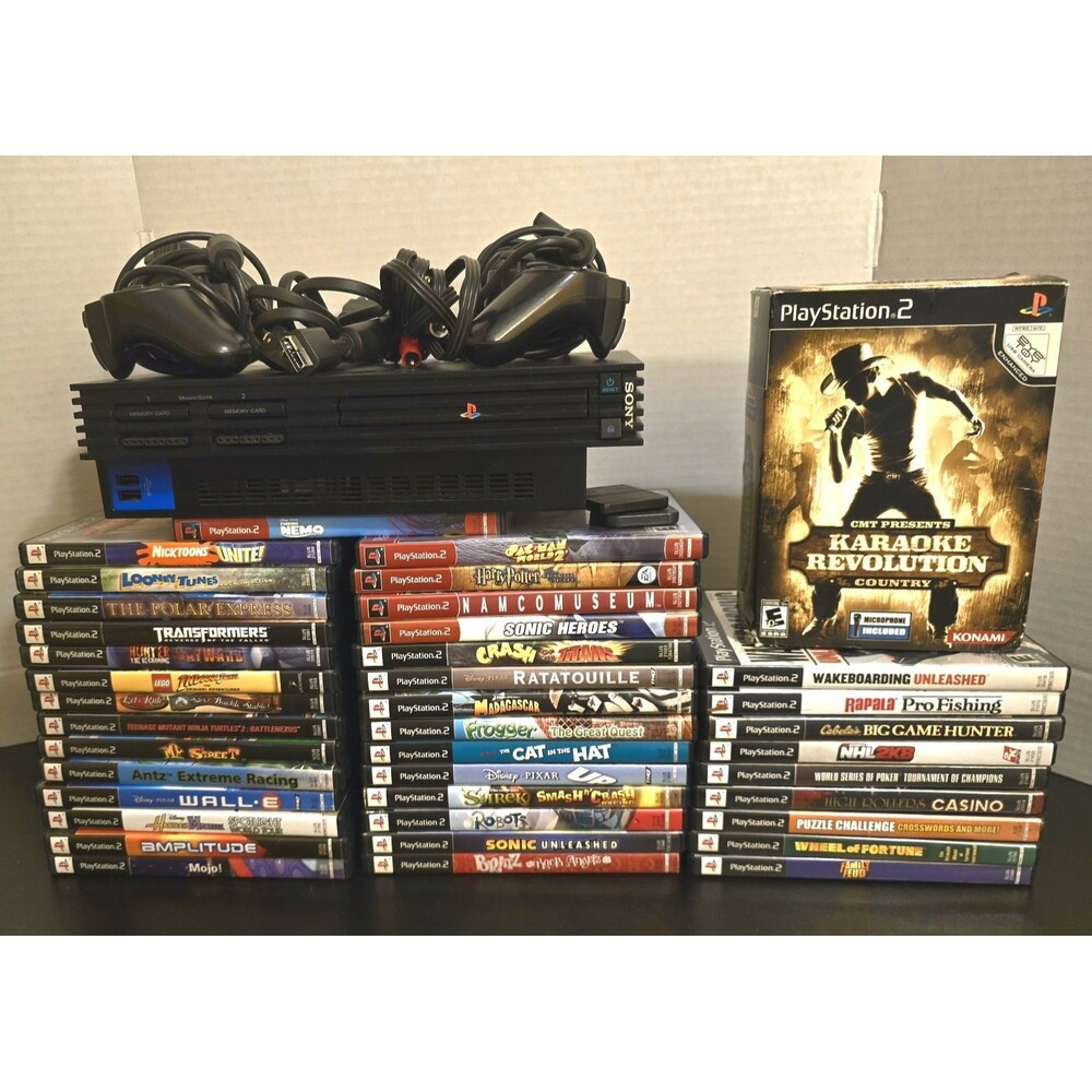 PlayStation 2 Complete System 38 CHILD games / Karaoke No Scratch All Inserts